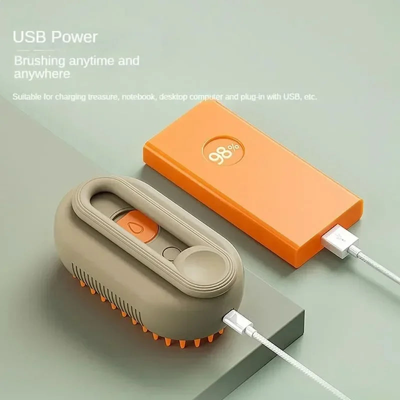 3-in-1 Electric Steamy Pet Grooming Brush – Detangles, Massages & Removes Loose Hair