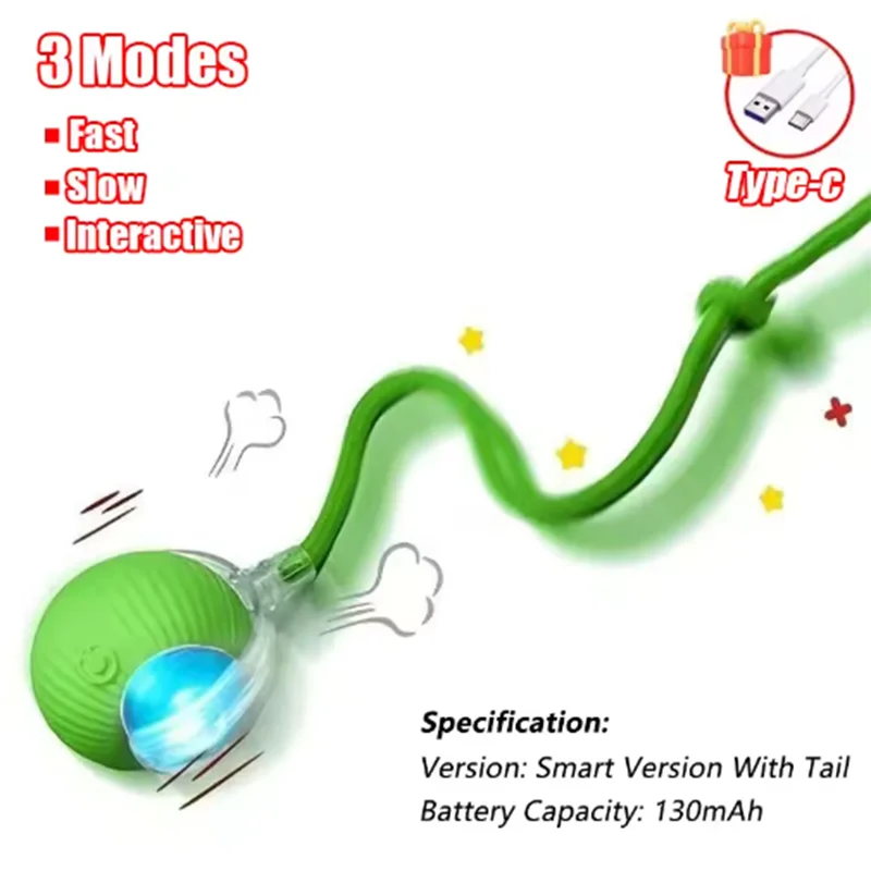 Smart Interactive Cat Toy Ball - Auto-Rolling, USB Rechargeable, Motion Sensor Play