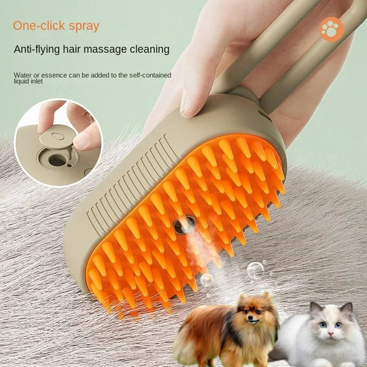 3-in-1 Electric Steamy Pet Grooming Brush – Detangles, Massages & Removes Loose Hair