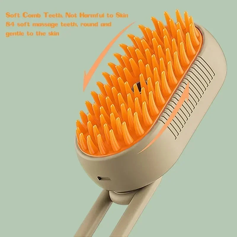 3-in-1 Electric Steamy Pet Grooming Brush – Detangles, Massages & Removes Loose Hair