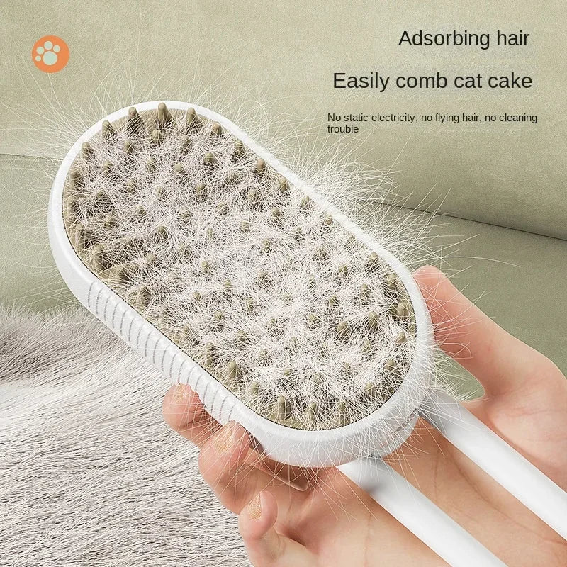 3-in-1 Electric Steamy Pet Grooming Brush – Detangles, Massages & Removes Loose Hair