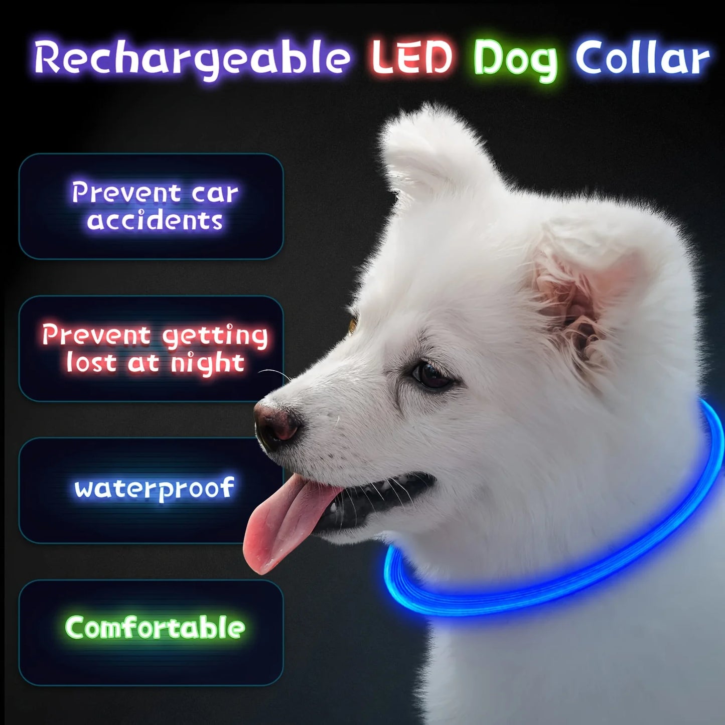 LED Light-Up Dog Collar – Anti-Lost, Reflective, USB Rechargeable