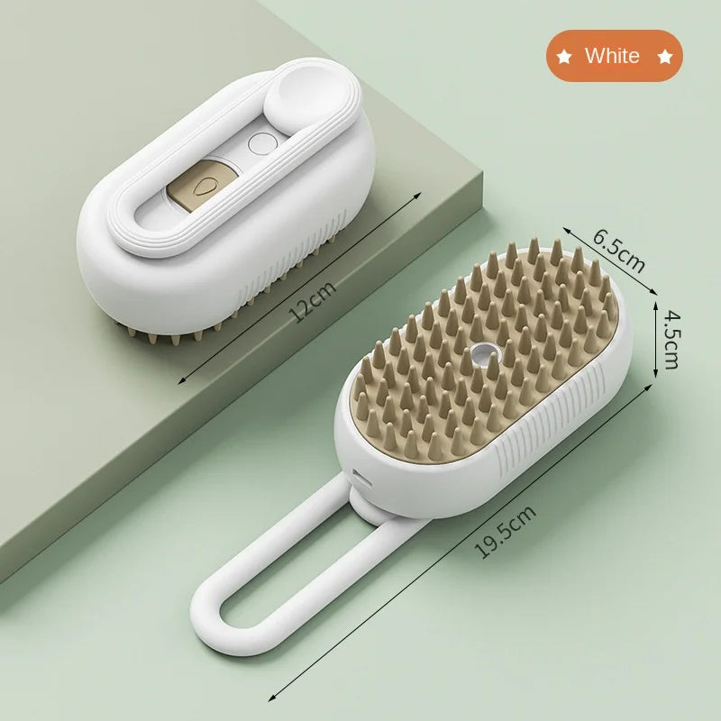 3-in-1 Electric Steamy Pet Grooming Brush – Detangles, Massages & Removes Loose Hair