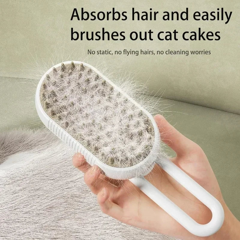 3-in-1 Electric Steamy Pet Grooming Brush – Detangles, Massages & Removes Loose Hair