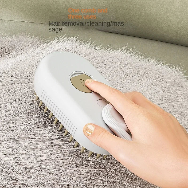 3-in-1 Electric Steamy Pet Grooming Brush – Detangles, Massages & Removes Loose Hair